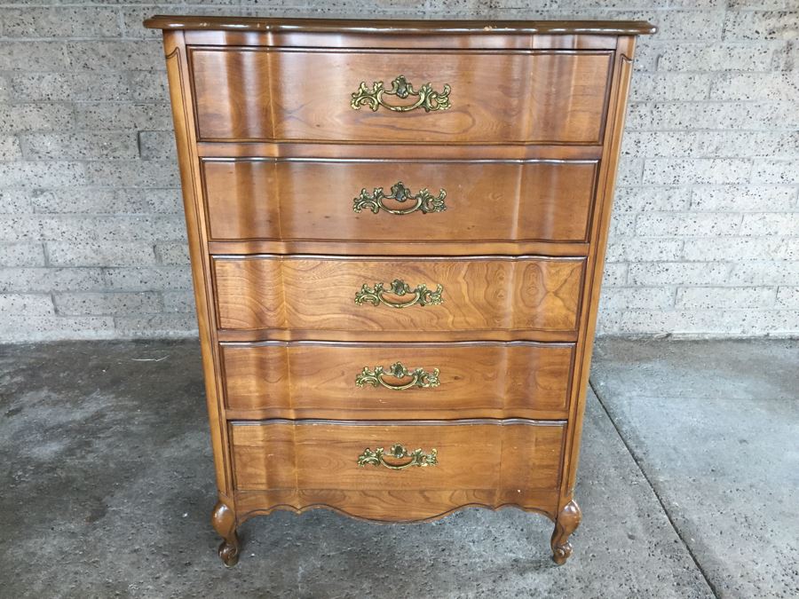 Nice Cherry 5 Drawer Chest Of Drawers Dresser [Photo 12]