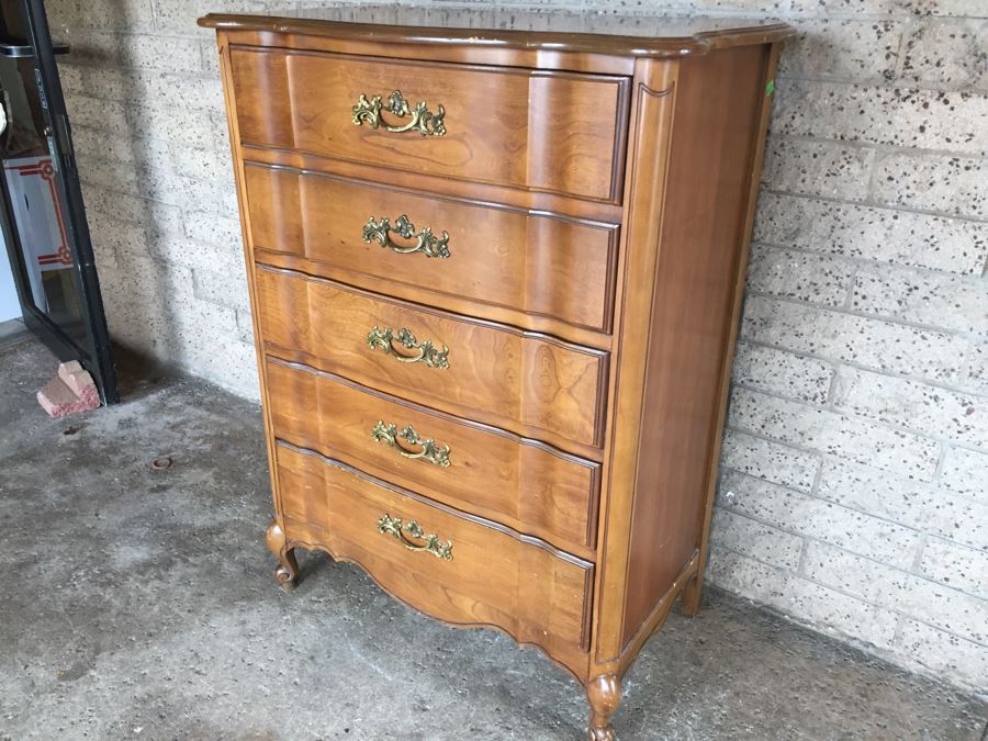 Nice Cherry 5 Drawer Chest Of Drawers Dresser [Photo 2]
