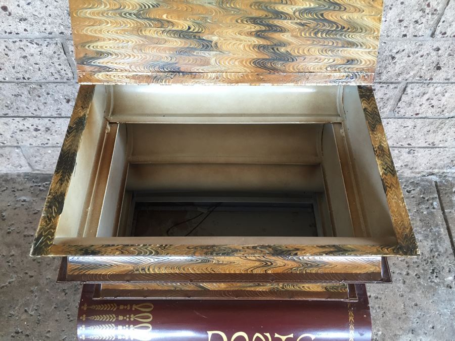 Painted Metal Storage Bin Hamper In Shape Of Stacked Books [Photo 3]