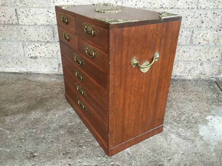 Nice Wooden Korean Silverware Chest Of Drawers With Lockable Drawers