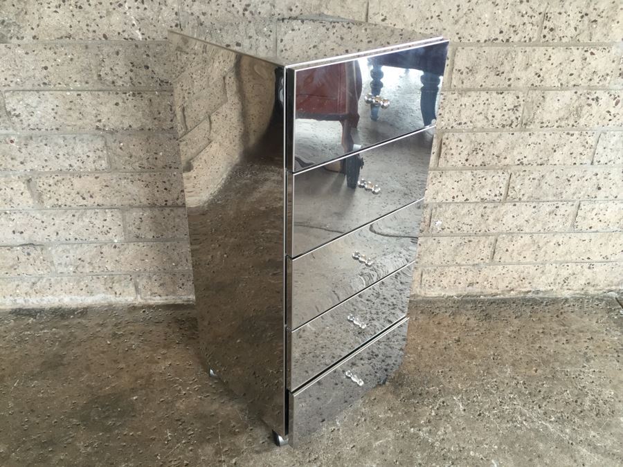 Lineabeta Mirrored Cabinet Chest Of Drawers With Casters Made In Italy Retails For $966 [Photo 5]