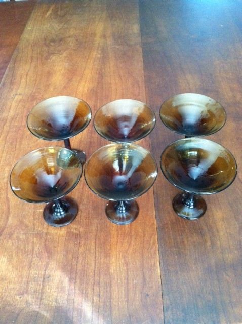 (6) Amber Martini Glasses [Photo 1]