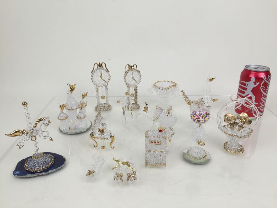 Huge Lot Of Gold Accented Glass Figurines
