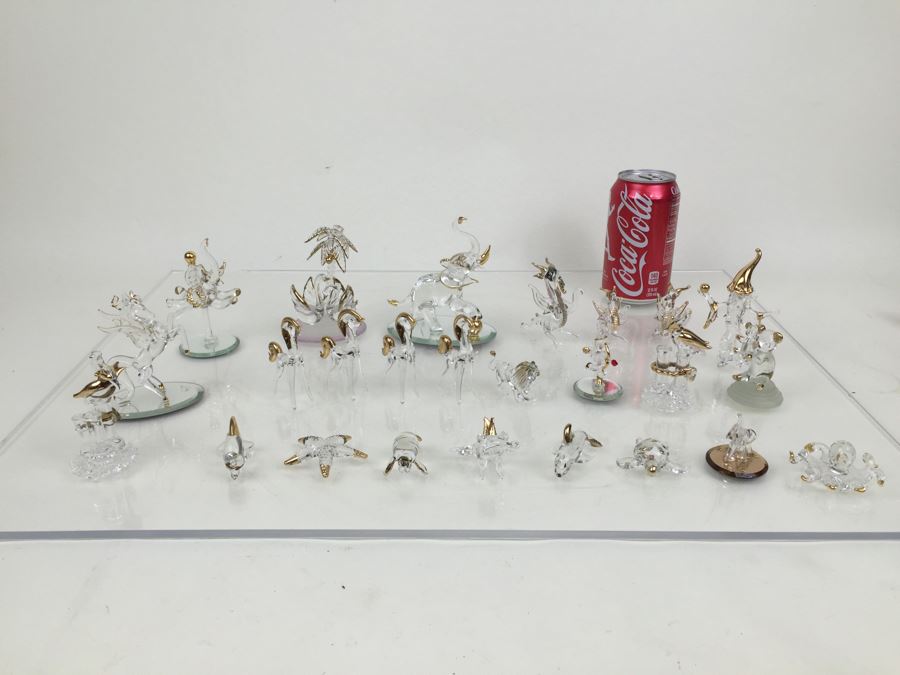 Huge Lot Of Gold Accented Glass Figurines (Some With Glass Barron Sticker)