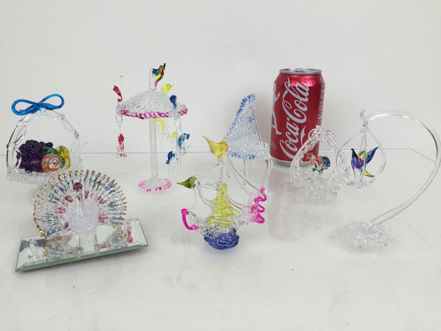 Lot Of Colored Glass Figurines