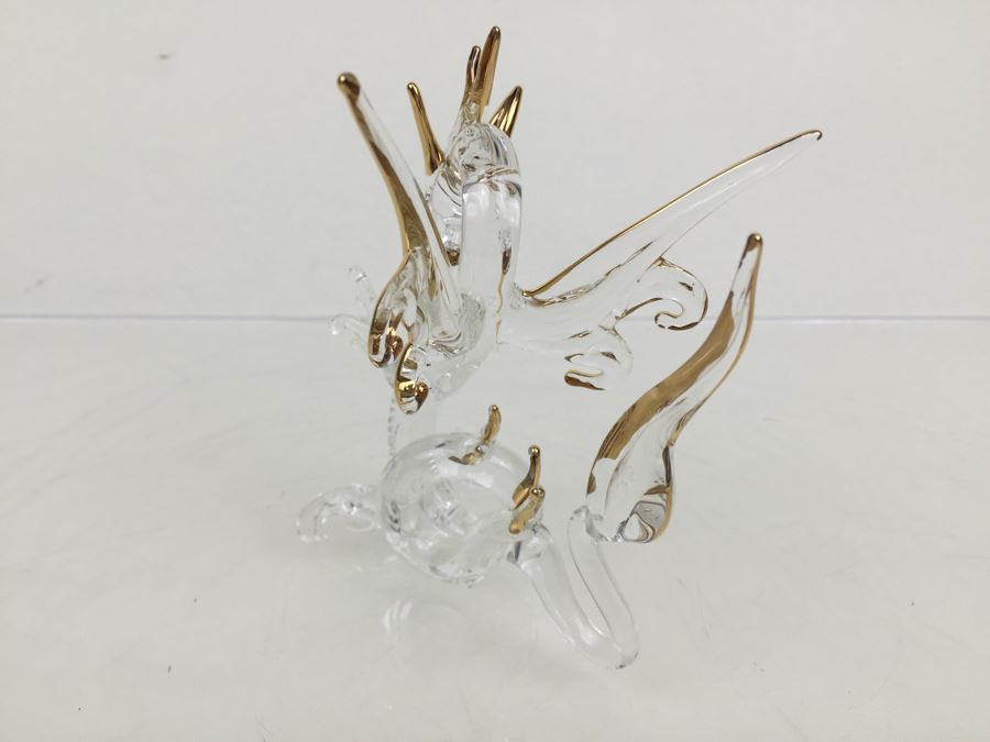 Large Well Executed Glass Dragon With Gold Accents [Photo 9]