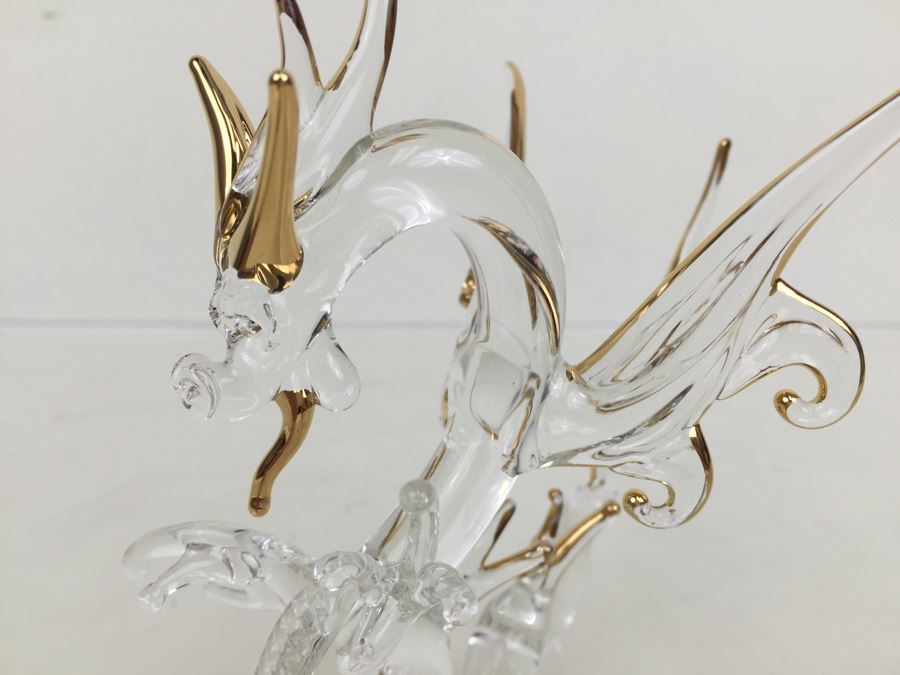 Large Well Executed Glass Dragon With Gold Accents [Photo 3]