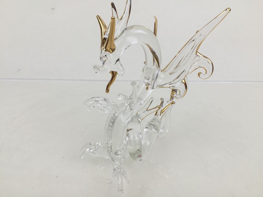 Large Well Executed Glass Dragon With Gold Accents [Photo 7]