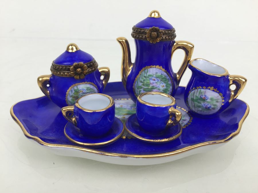 Hand Painted Peint Main Limoges France Doll Tea Set [Photo 2]
