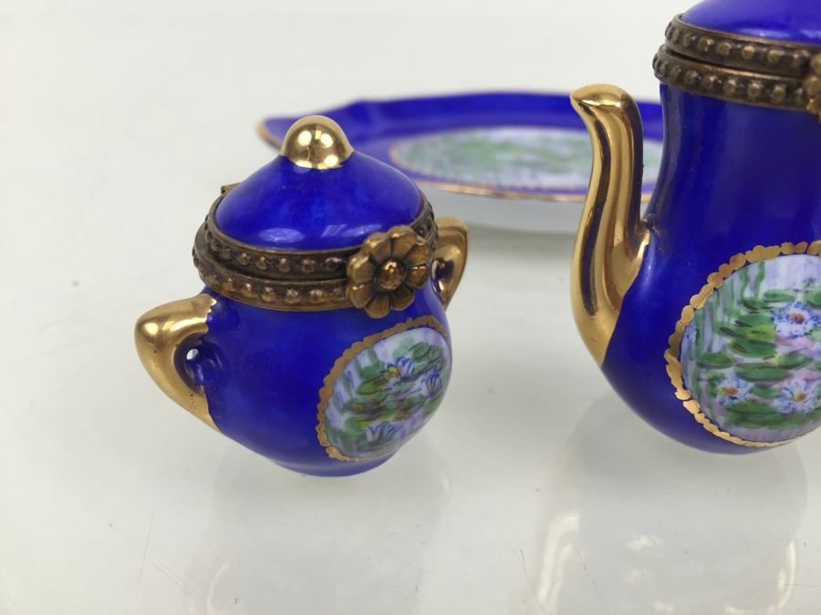 Hand Painted Peint Main Limoges France Doll Tea Set [Photo 8]