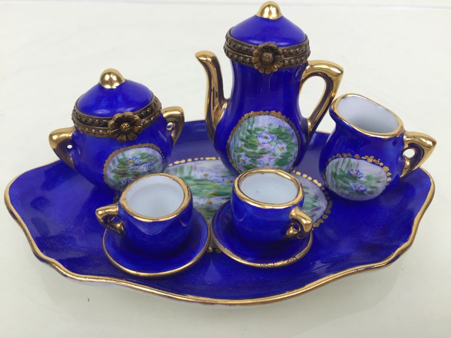 Hand Painted Peint Main Limoges France Doll Tea Set [Photo 4]