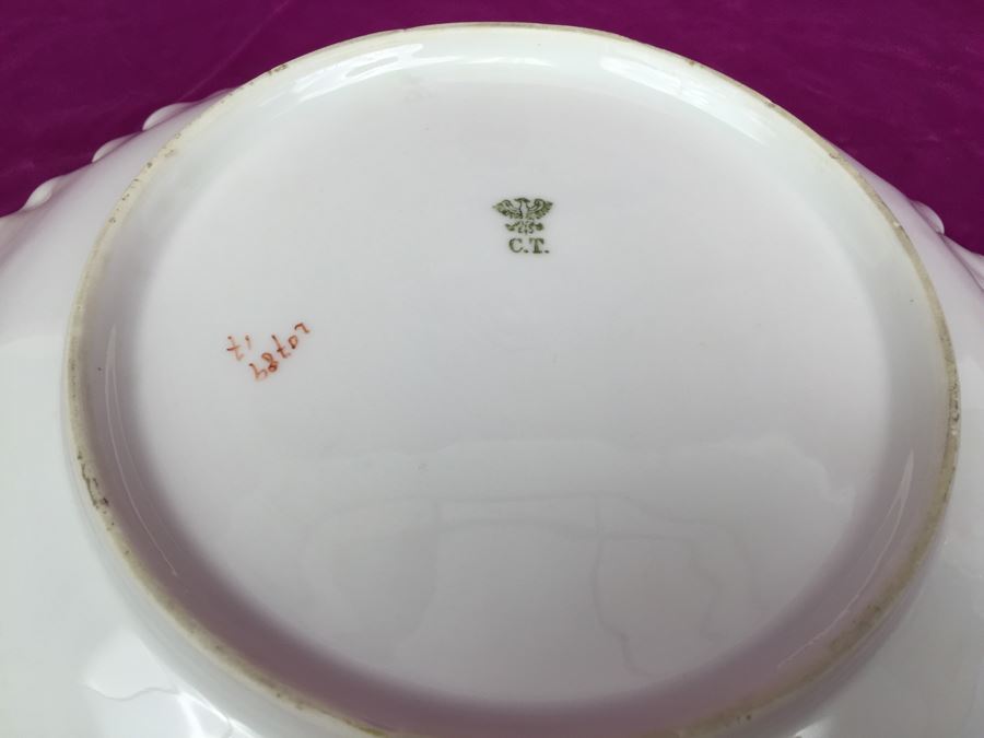 Vintage Exquisite C.T. Carl Tielsch Germany Hand Painted Bowl Dish With Peacock Feathers Motif [Photo 12]