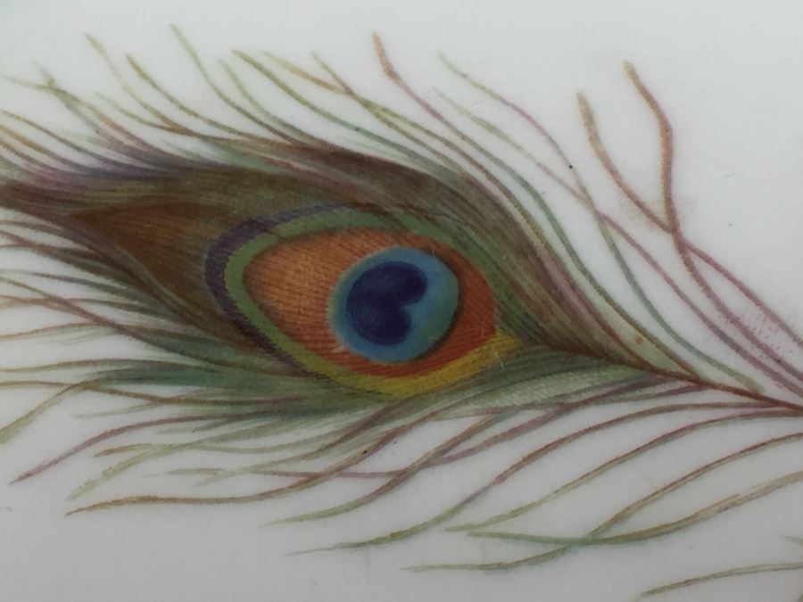 Vintage Exquisite C.T. Carl Tielsch Germany Hand Painted Bowl Dish With Peacock Feathers Motif [Photo 6]