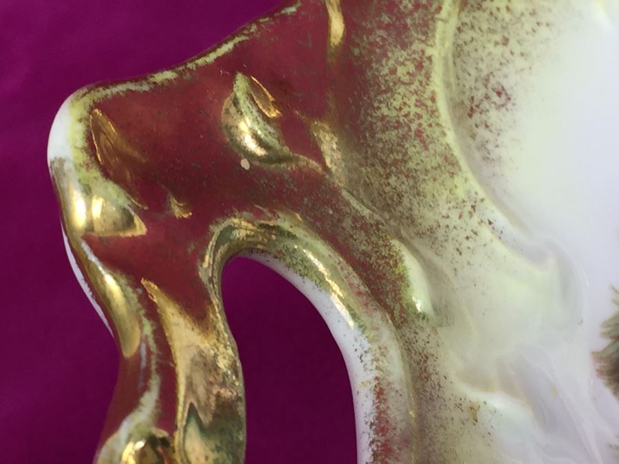 Vintage Exquisite C.T. Carl Tielsch Germany Hand Painted Bowl Dish With Peacock Feathers Motif [Photo 9]