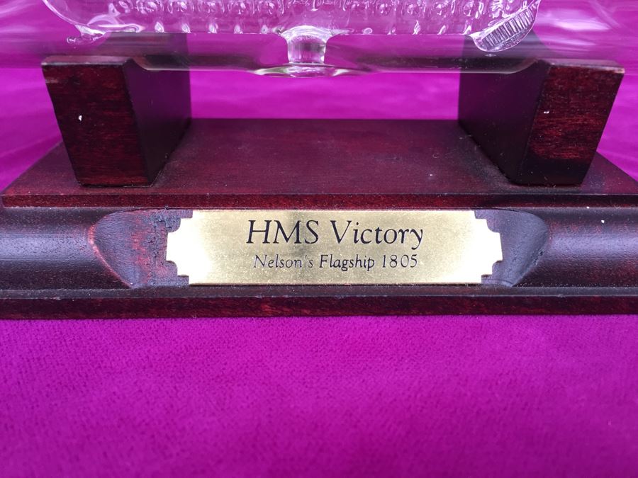 Mayflower Glass Ship In A Bottle With Stand HMS Victory Nelson's Flagship 1805 [Photo 3]