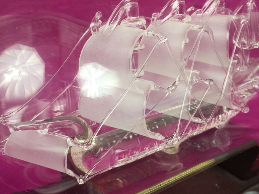 Mayflower Glass Ship In A Bottle With Stand HMS Victory Nelson's Flagship 1805 [Photo 9]