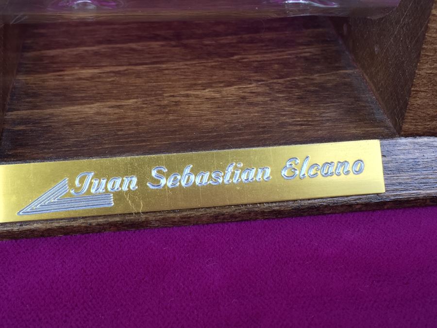 Juan Sebastian Elcano Glass Ship In Bottle With Stand [Photo 4]