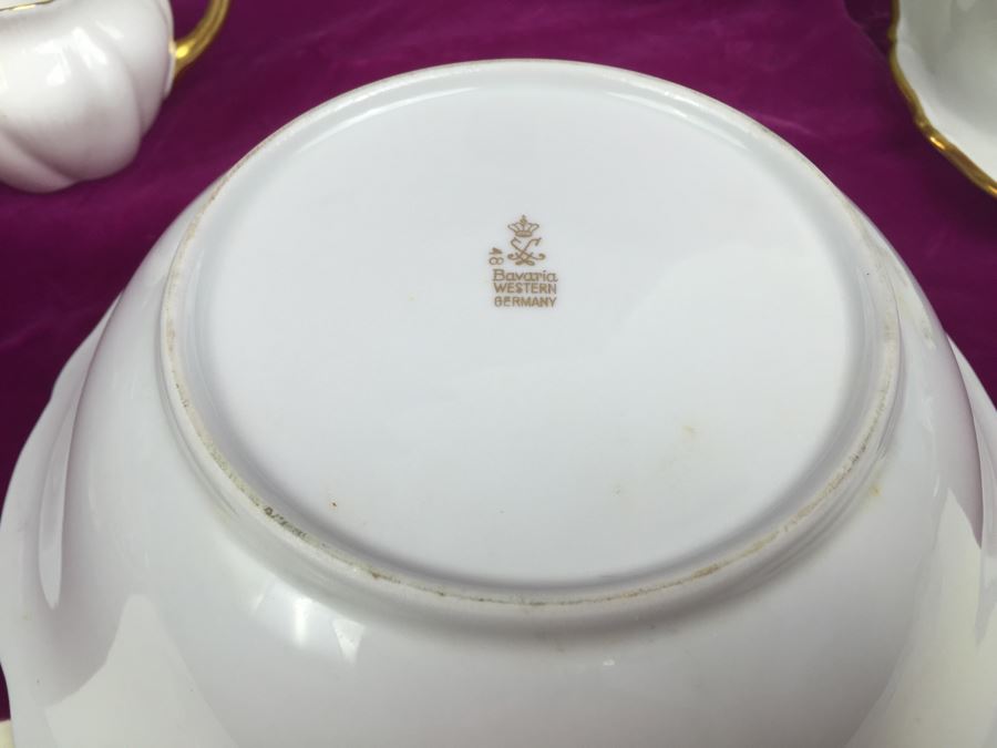 Elegant Gold Rim And White China Set - Bavaria Western Germany 48 (HUGE SET) [Photo 22]