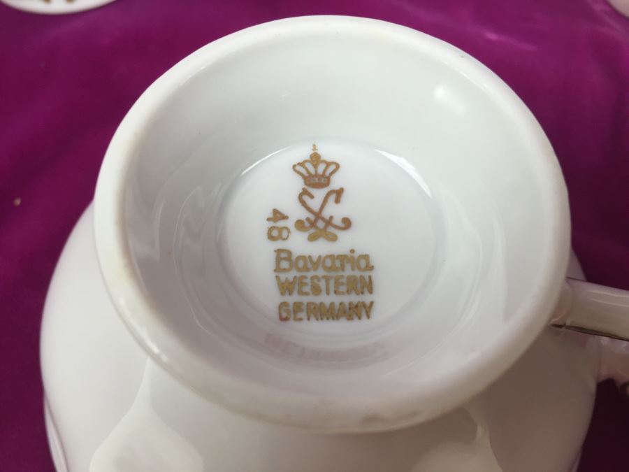 Elegant Gold Rim And White China Set - Bavaria Western Germany 48 (HUGE SET) [Photo 3]