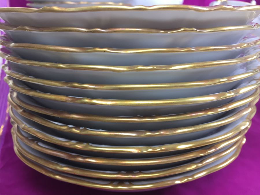 Elegant Gold Rim And White China Set - Bavaria Western Germany 48 (HUGE SET) [Photo 19]