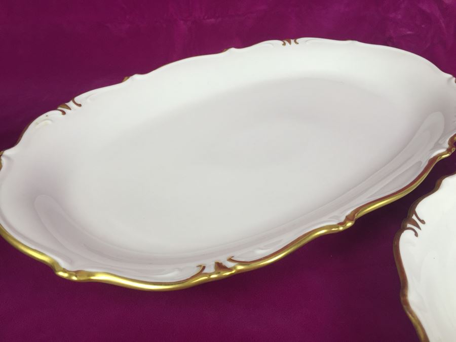 Elegant Gold Rim And White China Set - Bavaria Western Germany 48 (HUGE SET) [Photo 29]