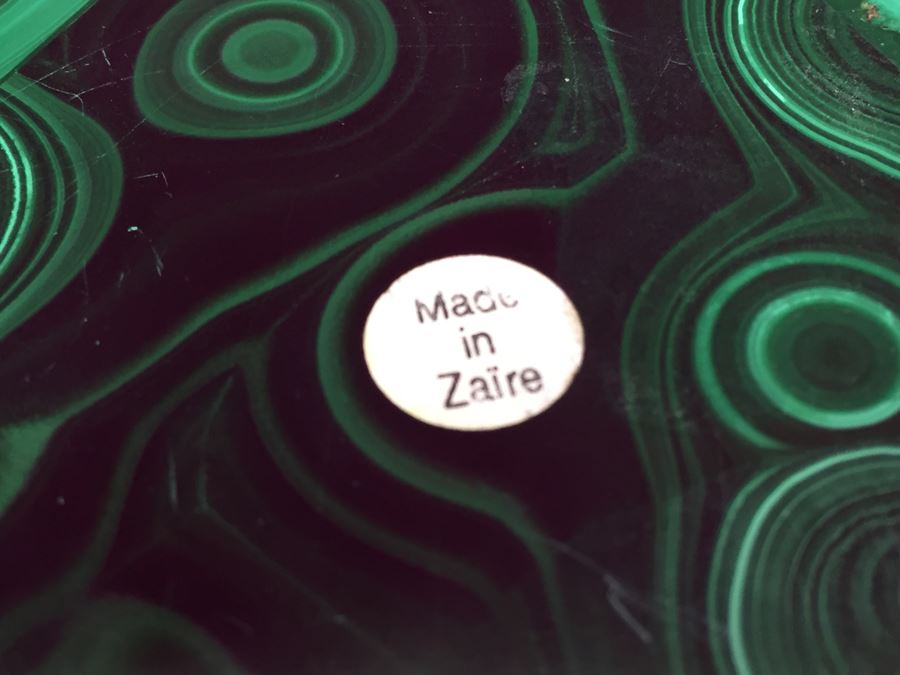 Pair Of Hand Carved Malachite Sculptures Made In Zaire Pyramid And Hexagon [Photo 10]