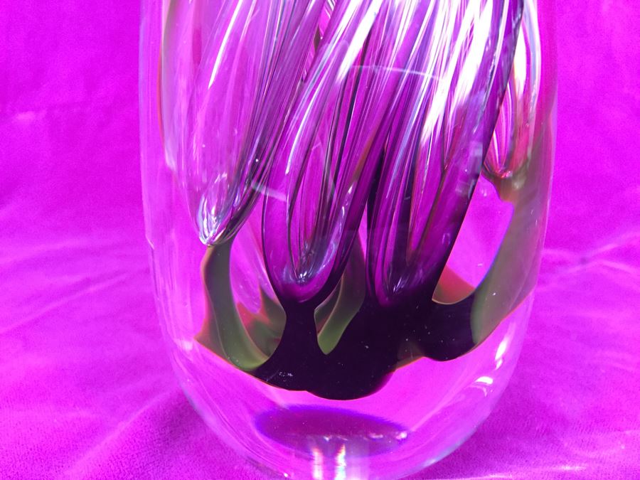 Stunning Studio Ahus Sweden Art Glass Sculpture 1994 H Dreutle A Zirnsack Pink Purple Fire Sculpture SC 9I - 30/80 [Photo 9]