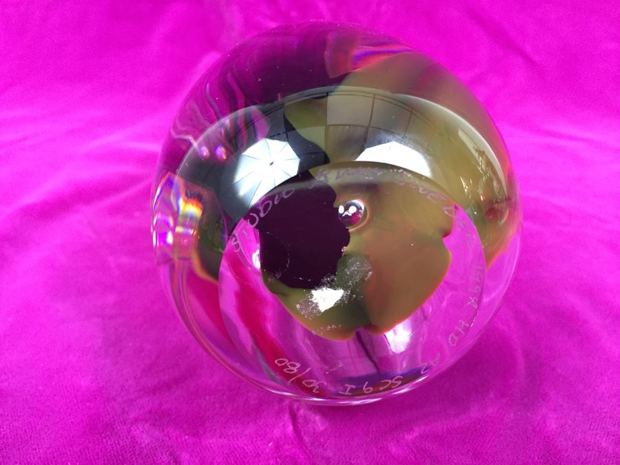 Stunning Studio Ahus Sweden Art Glass Sculpture 1994 H Dreutle A Zirnsack Pink Purple Fire Sculpture SC 9I - 30/80 [Photo 16]