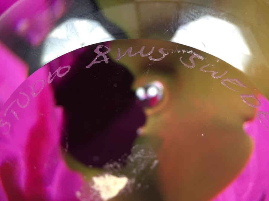 Stunning Studio Ahus Sweden Art Glass Sculpture 1994 H Dreutle A Zirnsack Pink Purple Fire Sculpture SC 9I - 30/80 [Photo 22]