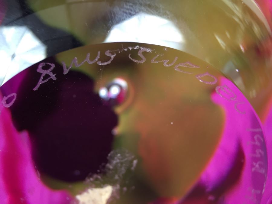 Stunning Studio Ahus Sweden Art Glass Sculpture 1994 H Dreutle A Zirnsack Pink Purple Fire Sculpture SC 9I - 30/80 [Photo 18]