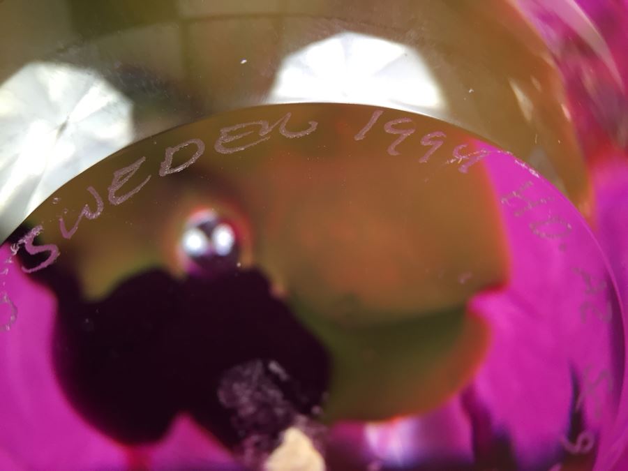 Stunning Studio Ahus Sweden Art Glass Sculpture 1994 H Dreutle A Zirnsack Pink Purple Fire Sculpture SC 9I - 30/80 [Photo 19]