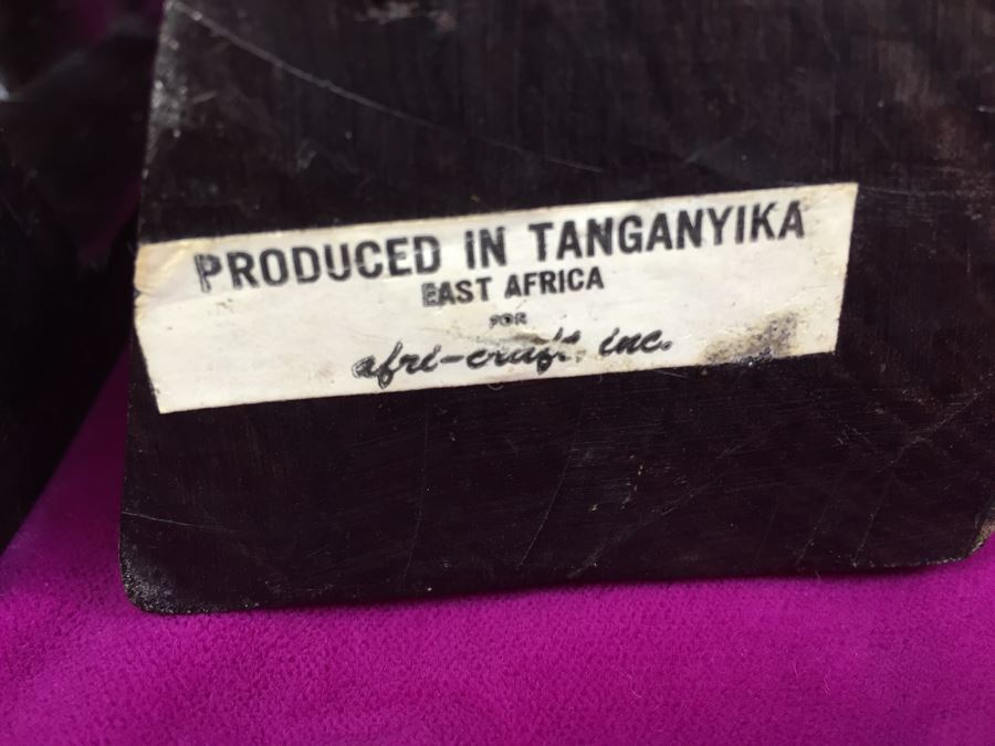 Hand Carved Wooden Heads Bookends Produced In Tanganyika East Africa For Afri-Craft, Inc [Photo 3]