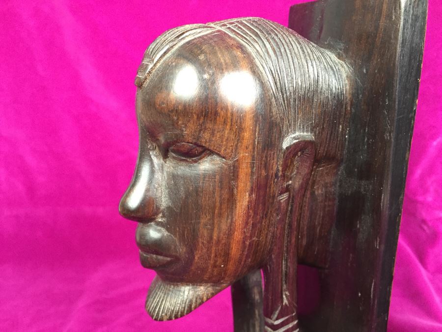 Hand Carved Wooden Heads Bookends Produced In Tanganyika East Africa For Afri-Craft, Inc [Photo 2]