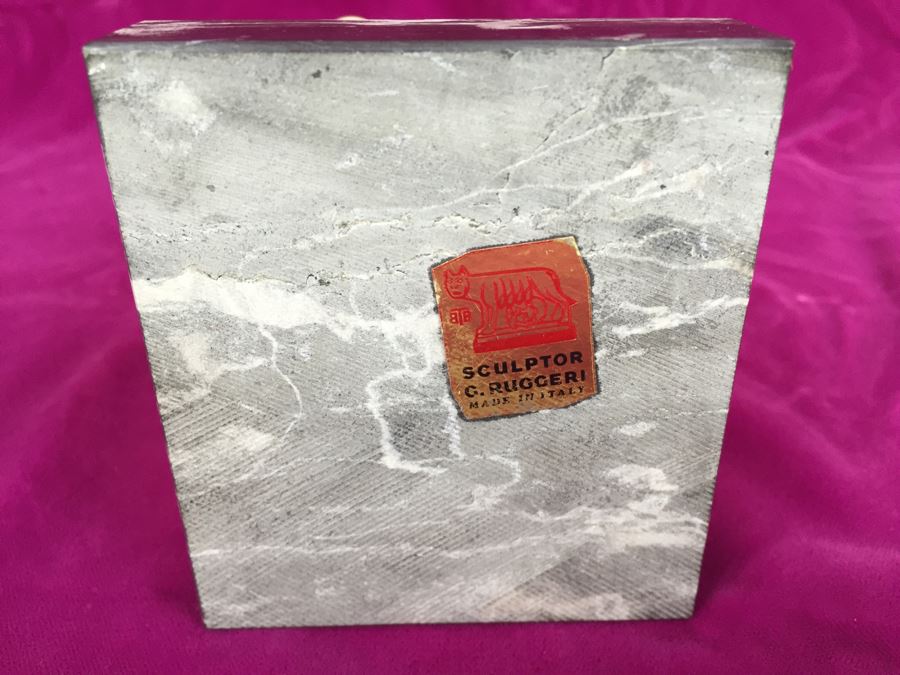 Pair Of Sculptures On Marble Base By Sculptor G. Ruggeri Made In Italy [Photo 12]