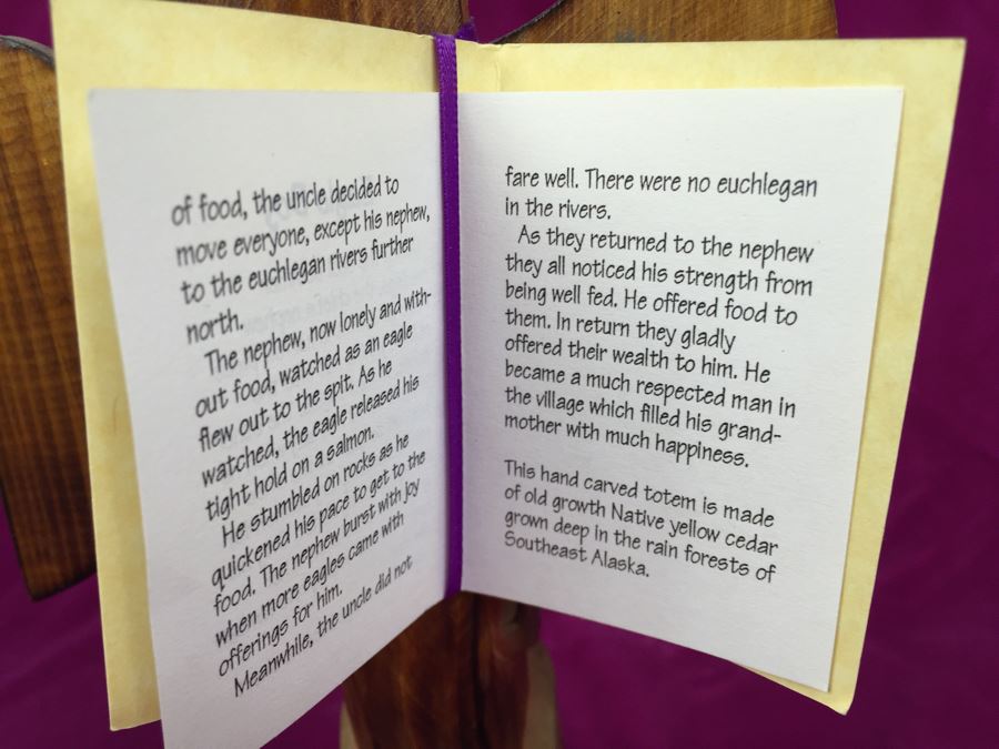 Carved Wood Totem Pole Signed Patrick Seale 'Eagle Boy' [Photo 12]