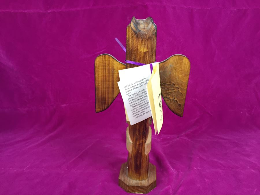 Carved Wood Totem Pole Signed Patrick Seale 'Eagle Boy' [Photo 8]