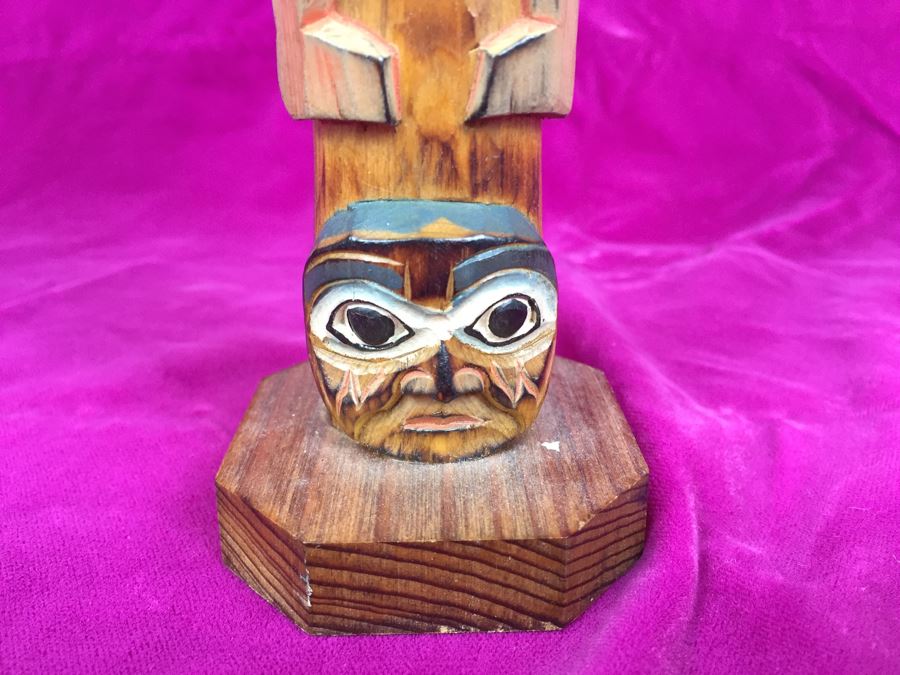 Carved Wood Totem Pole Signed Patrick Seale 'Eagle Boy' [Photo 6]