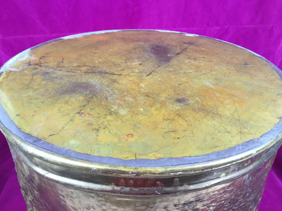 Vintage Peerage Embossed Brass Pail Bucket With Handle Made In England  [Photo 11]