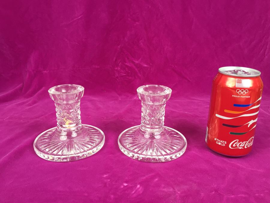 Pair Of Waterford Crystal Candlesticks Candleholders