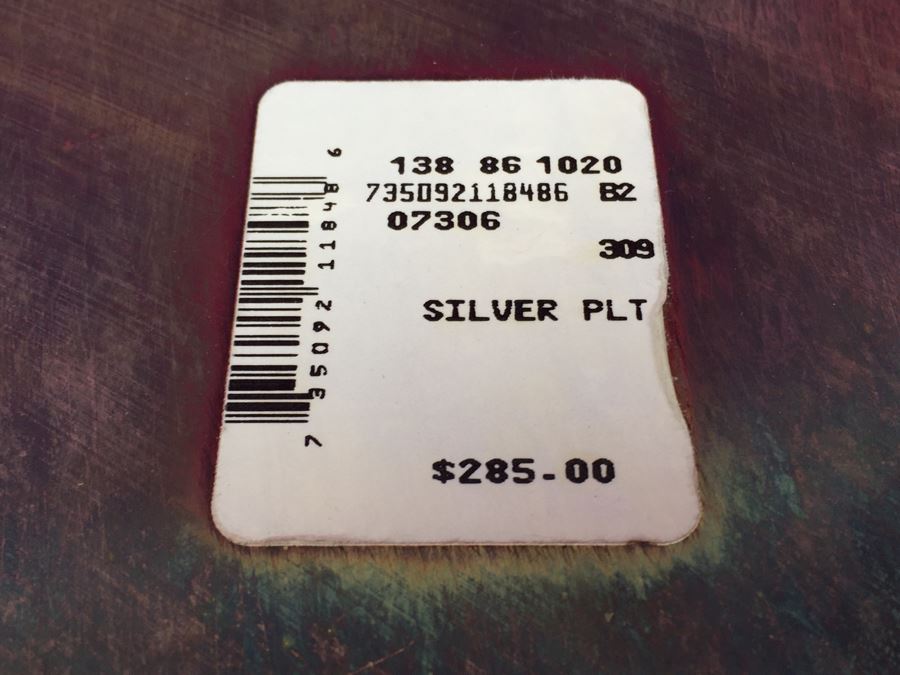 Large Footed Reed & Barton Silverplate On Copper Serving Tray Made In Sheffield England [Photo 3]