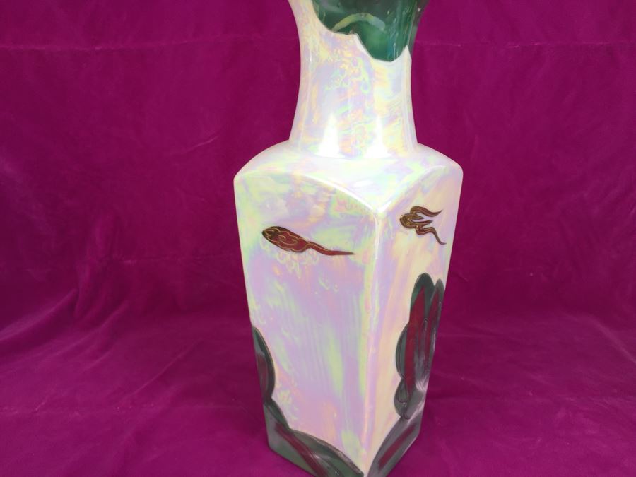 Pair Of Vases AITO China Hand Painted Japan 18k Gold Dragon Porcelain Vase Green and White MCI [Photo 10]