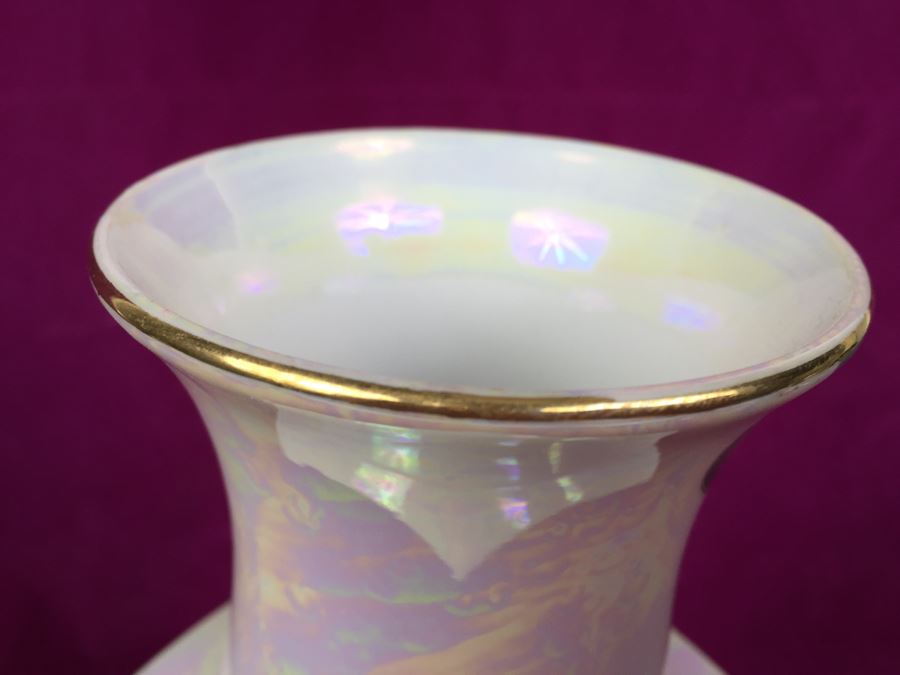 Pair Of Vases AITO China Hand Painted Japan 18k Gold Dragon Porcelain Vase Green and White MCI [Photo 12]