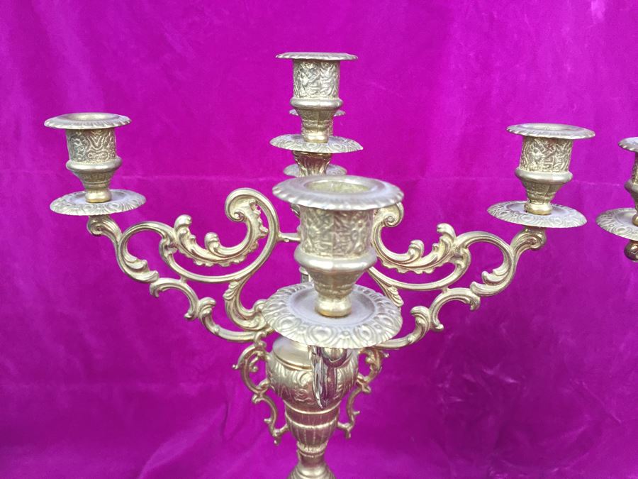 Pair Of Stunning Brass Candelabras [Photo 5]