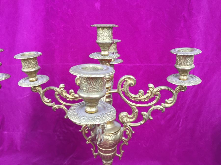 Pair Of Stunning Brass Candelabras [Photo 8]