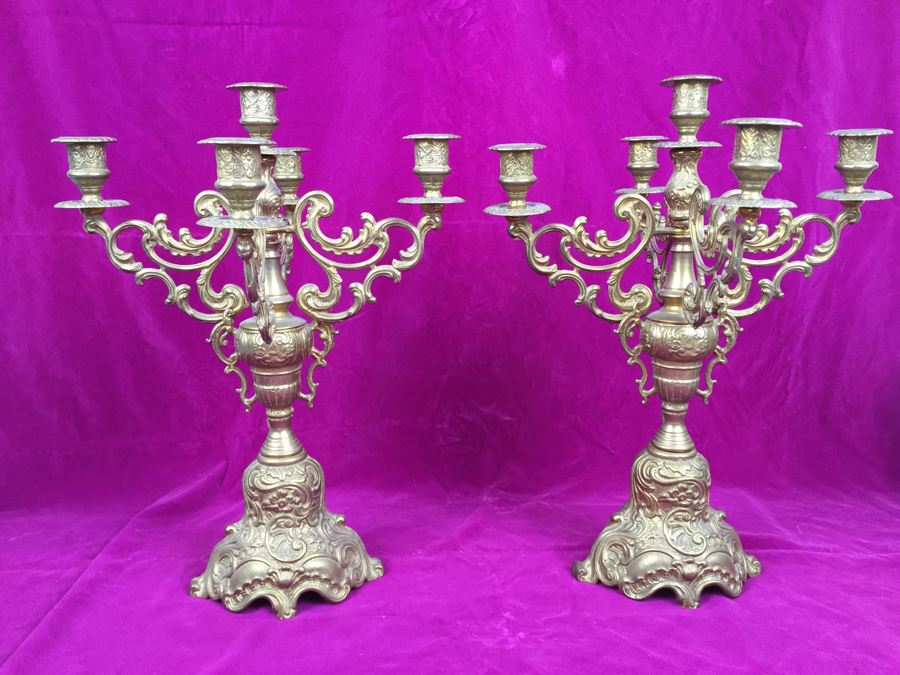 Pair Of Stunning Brass Candelabras