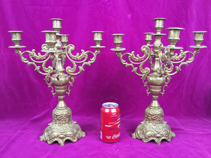 Pair Of Stunning Brass Candelabras [Photo 1]