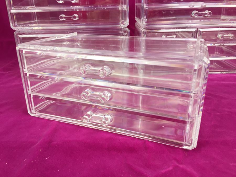 Set Of Stackable Lucite Acrylic Jewelry Boxes Storage Containers Organizers