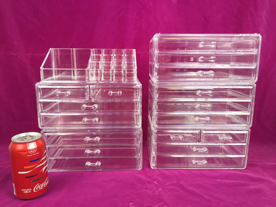 Set Of Stackable Lucite Acrylic Jewelry Boxes Storage Containers Organizers [Photo 1]