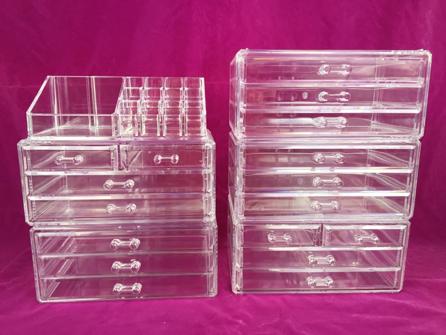 Set Of Stackable Lucite Acrylic Jewelry Boxes Storage Containers Organizers [Photo 4]