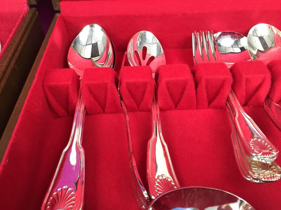 Set Of Silverplate Flatware With Two Silverware Boxes [Photo 3]